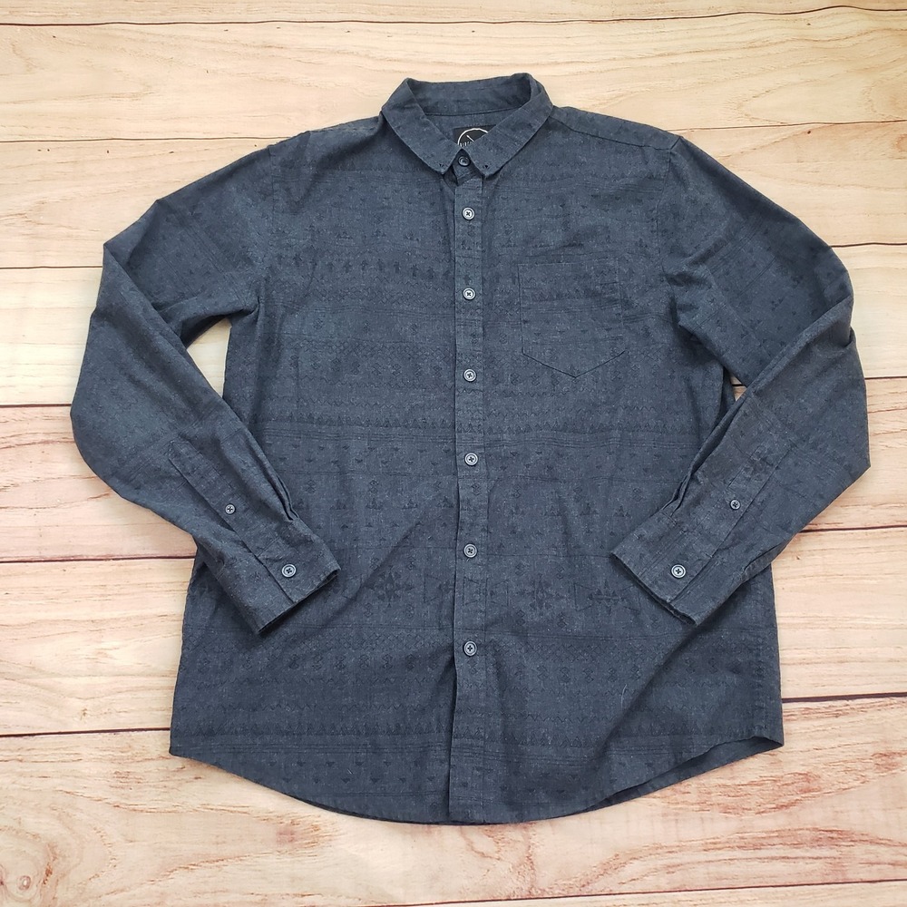 Birch Black Shirt Mens Large Blue Aztec Southwestern Long Sleeve Button Up